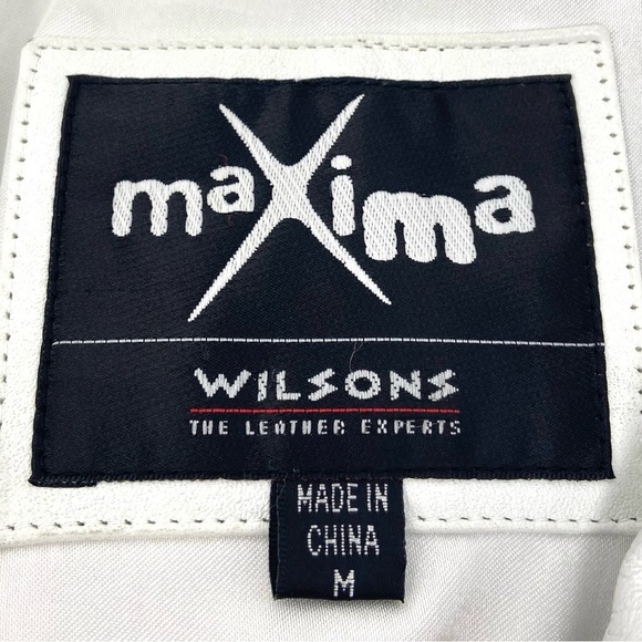 Wilsons Maxima White Leather Jacket Western Country Festive Button Blazer - Picture 13 of 15